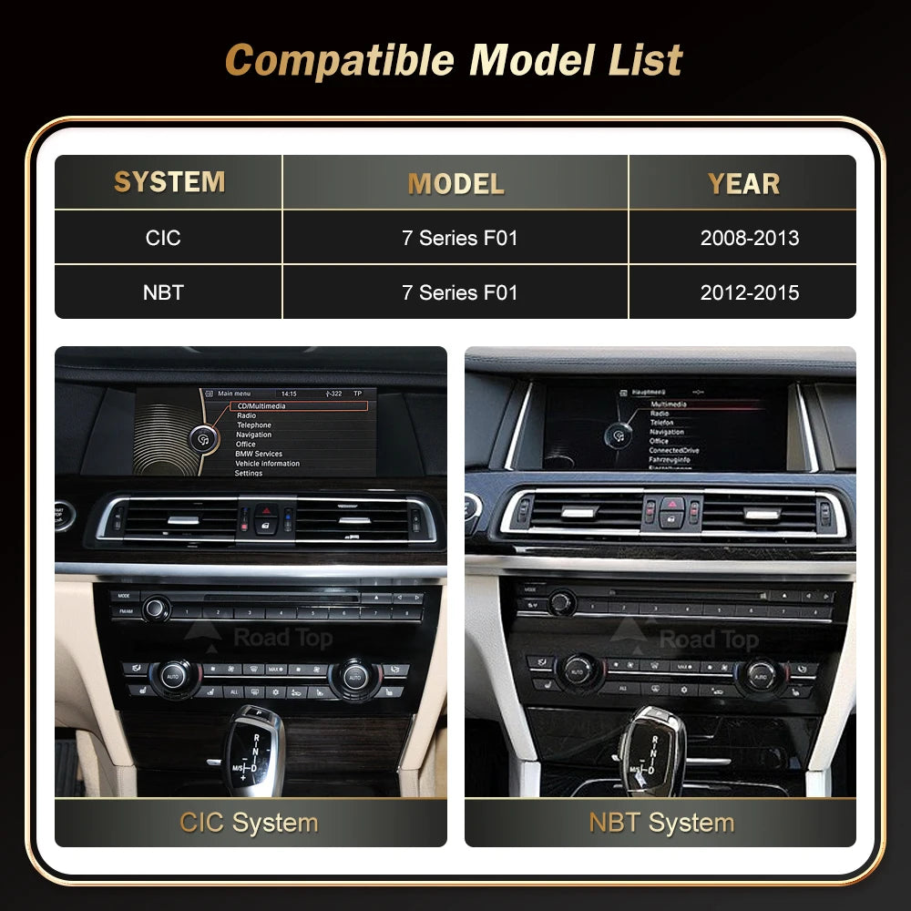12.3' RoadTop Wireless CarPlay Android Auto Multimedia Radio Linux Touch Screen For BMW 7
