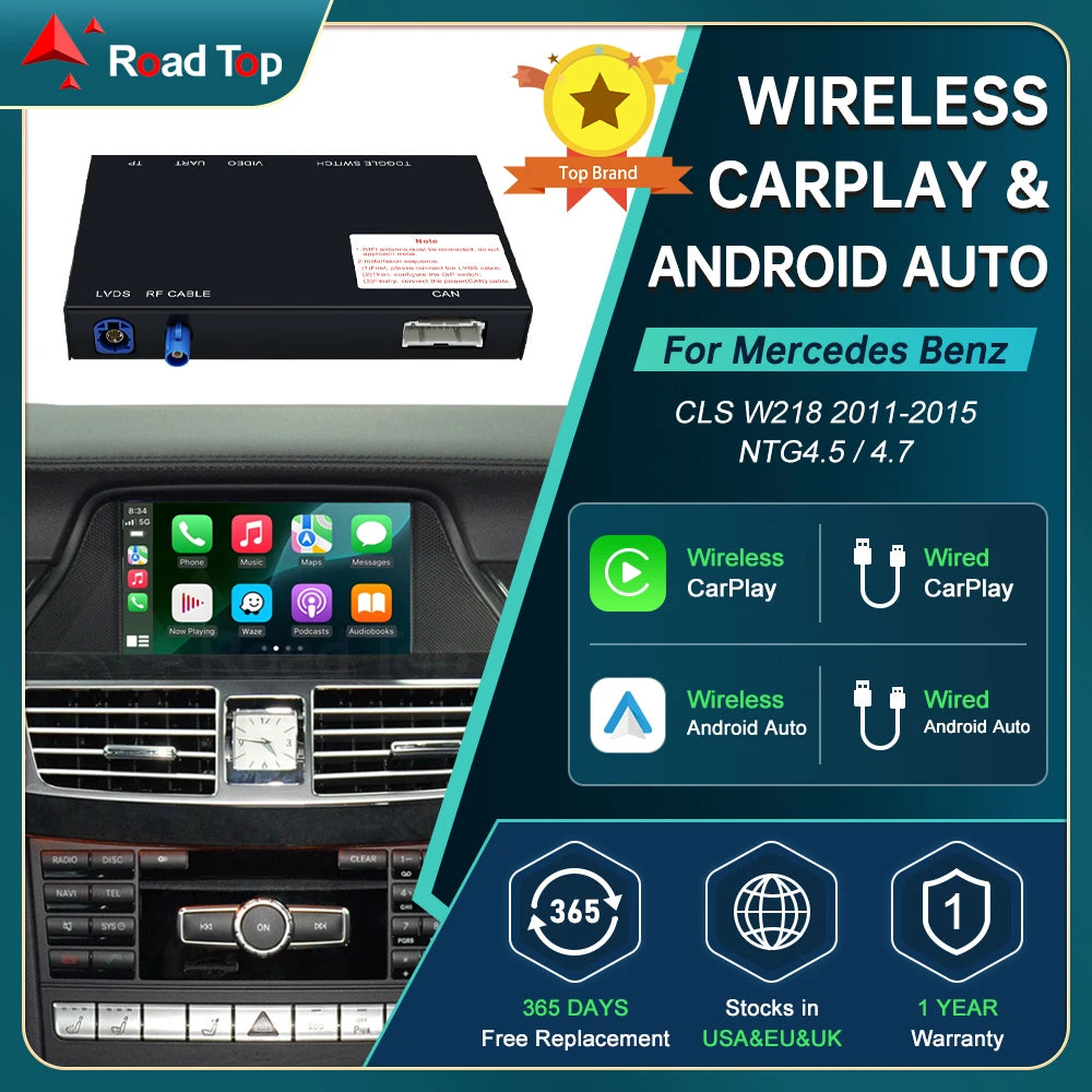 RoadTop Wireless CarPlay Module For Mercedes Benz CLS W218 2012-2014 NTG4.5 with Android A