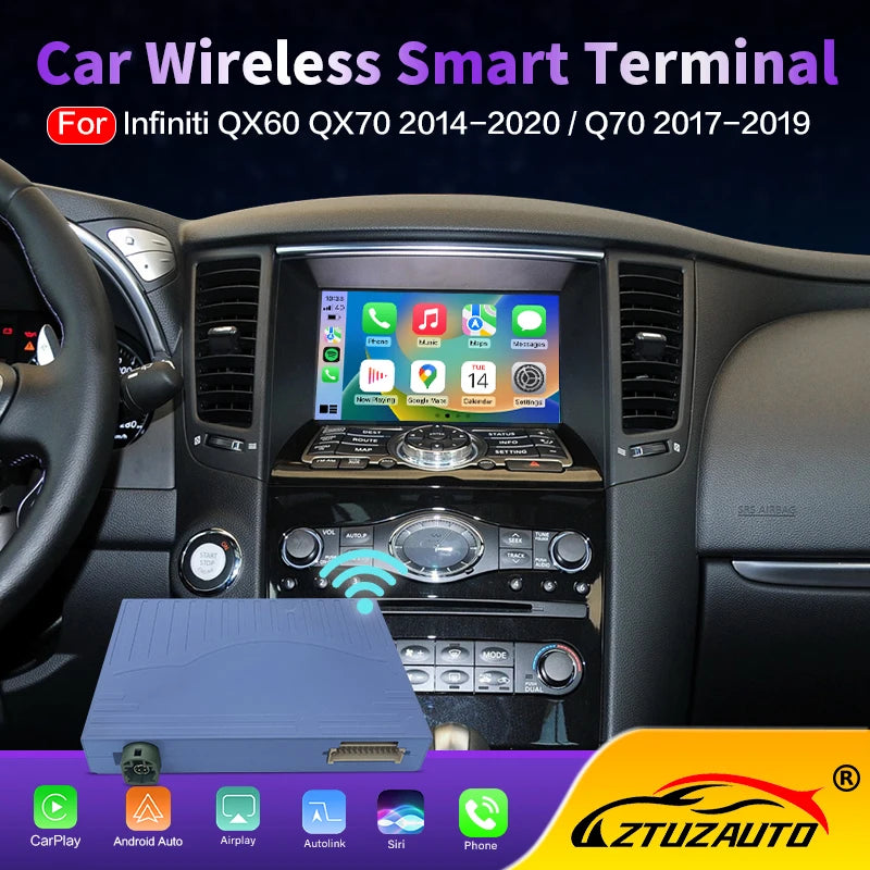 Wireless CarPlay Android Auto for Infiniti QX60 QX70 Q70 Mirror Aftermarket CarPlay Upgrad