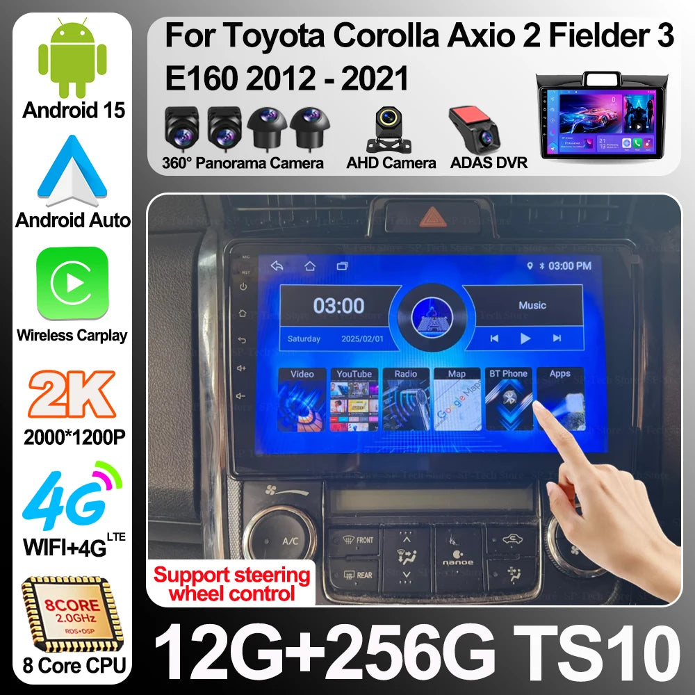 Car Radio For Toyota Corolla Axio 2 Fielder 3 E160 2012-2021 Android 16 Auto Multimedia Vi | AUTOKITSHOP