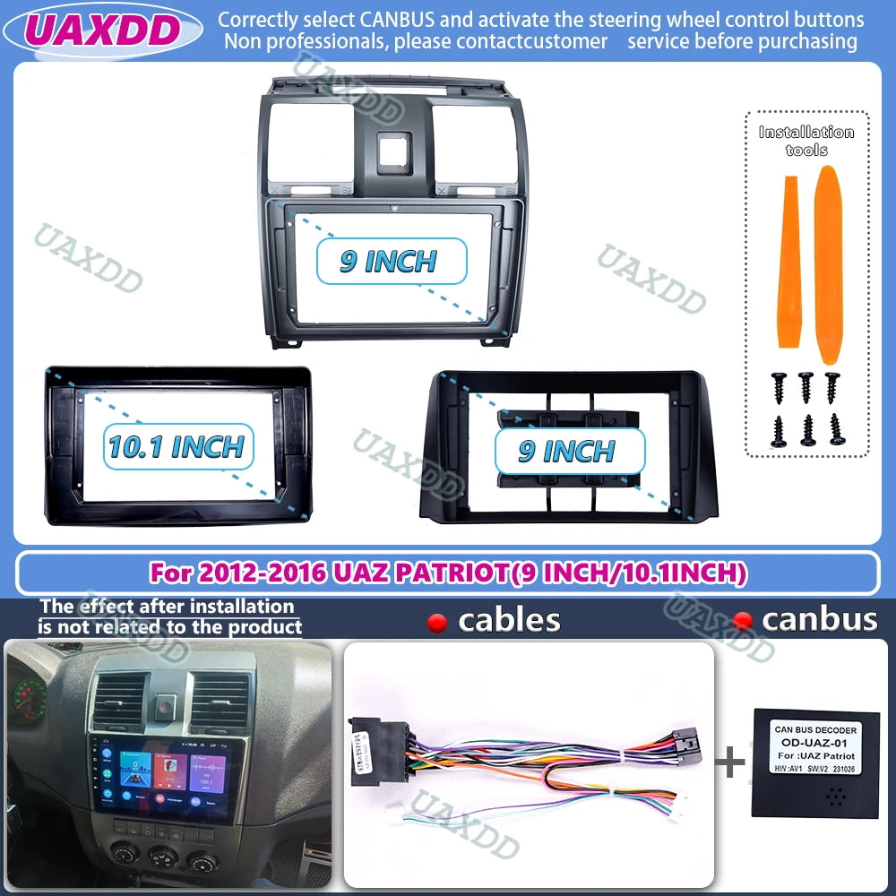 For 2012-2018 Uaz patriot 9inch radio android stereo frame panel fascia dashboard audio pl