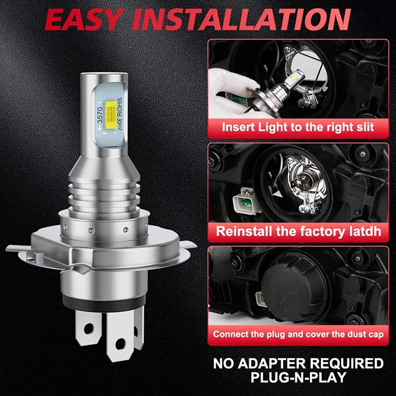 BULLVISION H4 LED 4300K 6000K 8000K 1:1 Mini Motorcycle Lamp 3570 CSP CHIPS Motor Light Bu