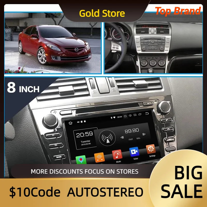 For Mazda 6 Atenza 2008-2012 DSP Car DVD Player Android 14 Carplay GPS Navigation Auto Rad