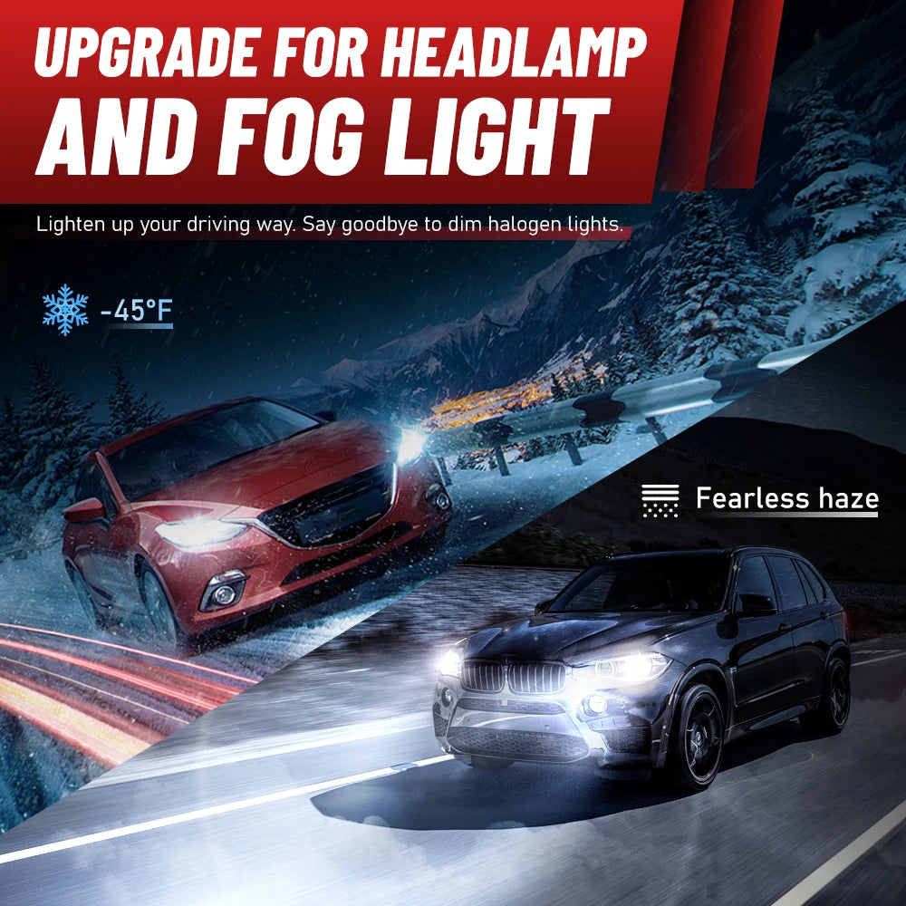 H1 LED Headlights 3800000LM 6000K 2800W 16PCS 7585 CSP High Low Beam Turbo Auto Light 1:1