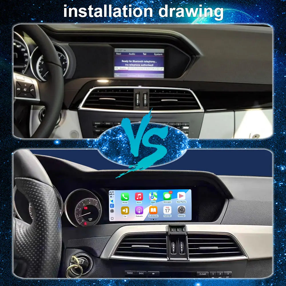 8.8 inch Android 14 For Mercedes Benz C Class W204 2011-2014 NTG 4.5 System 4G Car Radio D