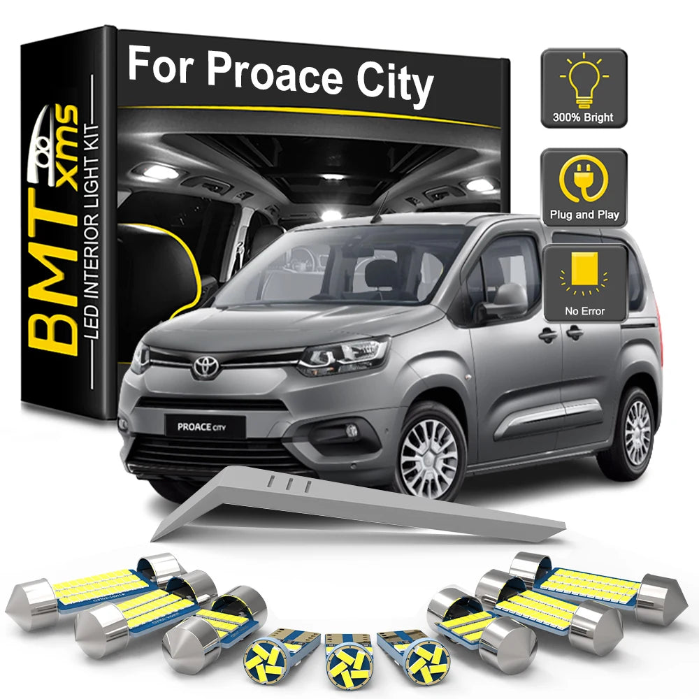 13-Piece LED Interior Light Kit for Toyota Proace City - Canbus Error-Free Bulbs | AUTOKITSHOP