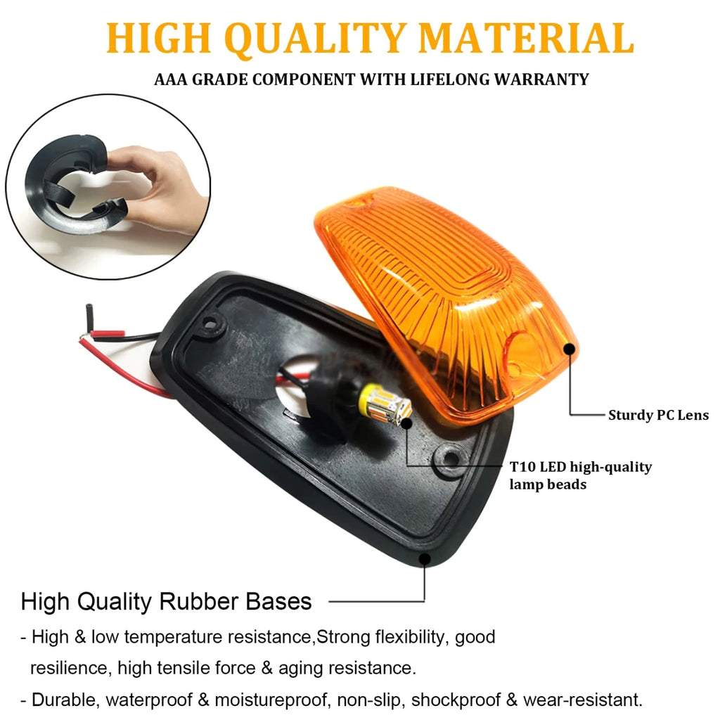 Amber LED Cab Marker Roof Lights Roof Clearance Lights Top Clearance Light For 1988-2002 C