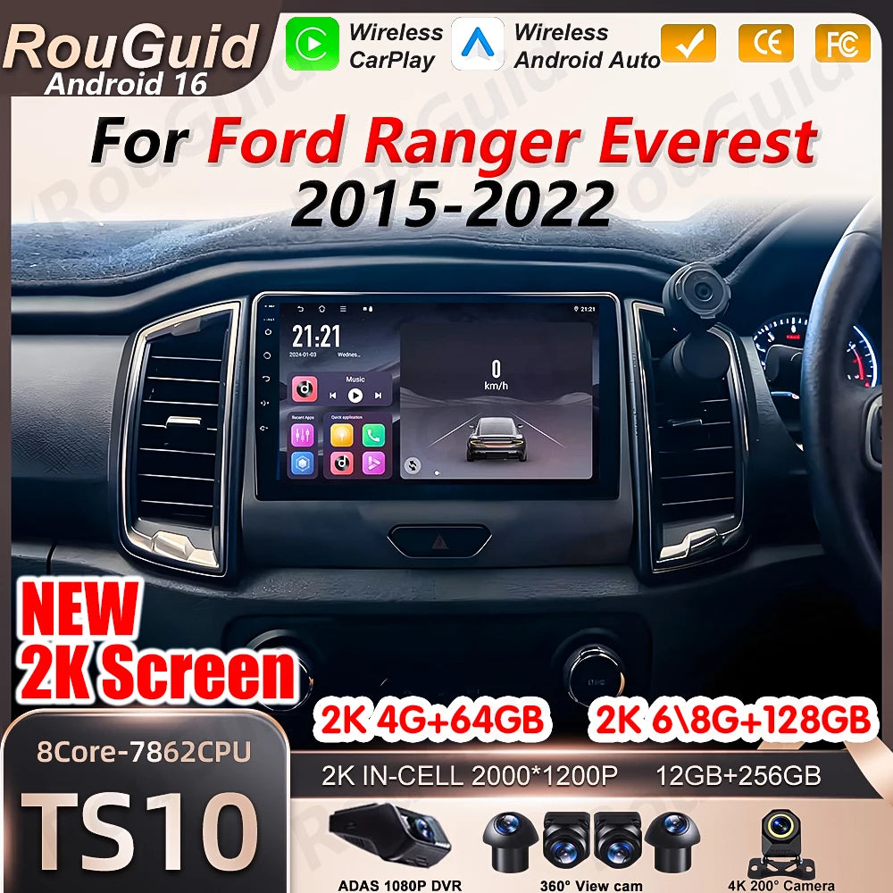 Android 16 Auto Car Radio For Ford Everest Ranger 2015 2016 2017 2018 - 2022 GPS Navigatio | AUTOKITSHOP