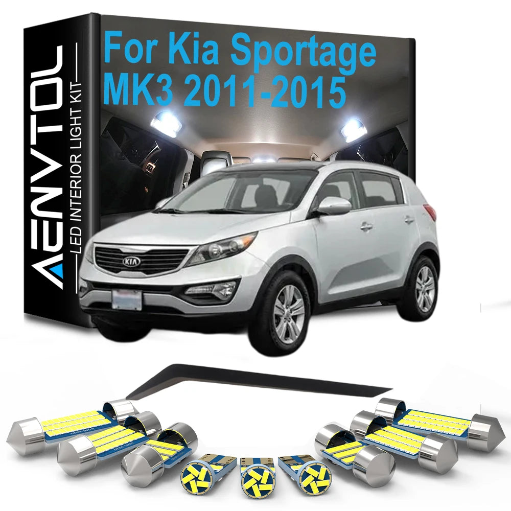 11-Piece LED Interior Light Kit for Kia MK3 - Canbus Error-Free Interior Bulbs