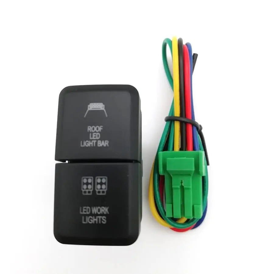 Blue/Green Dual LED Light Switch Push Button For Toyota Hilux Land Cruiser RAV4