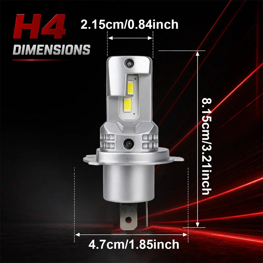 BULLVISION Turbo Fan H4 LED Headlight Bulbs 1:1 Mini Motorcycle Lamps STG PTF Hi/Lo Beam 1