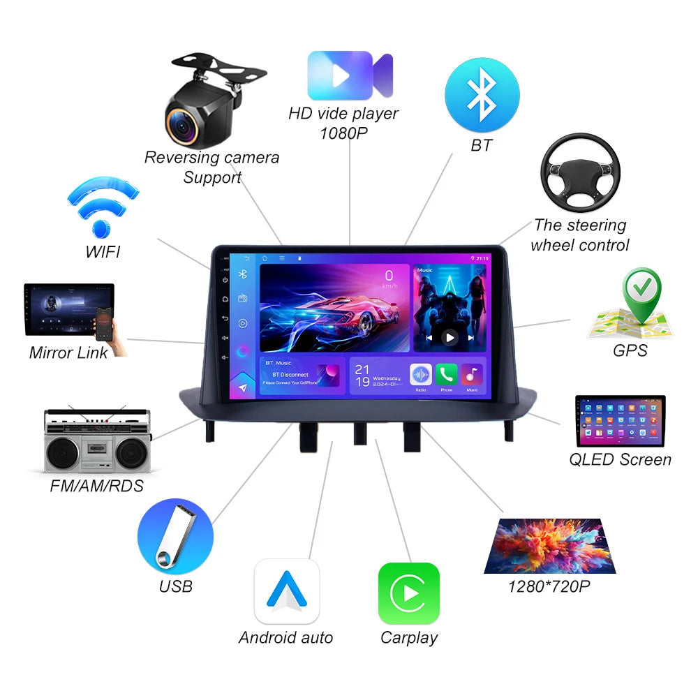 Android 16 For Renault Megane 3 Fluence Samsung Sm3 2008 - 2014 Car Radio Multimedia Video | AUTOKITSHOP