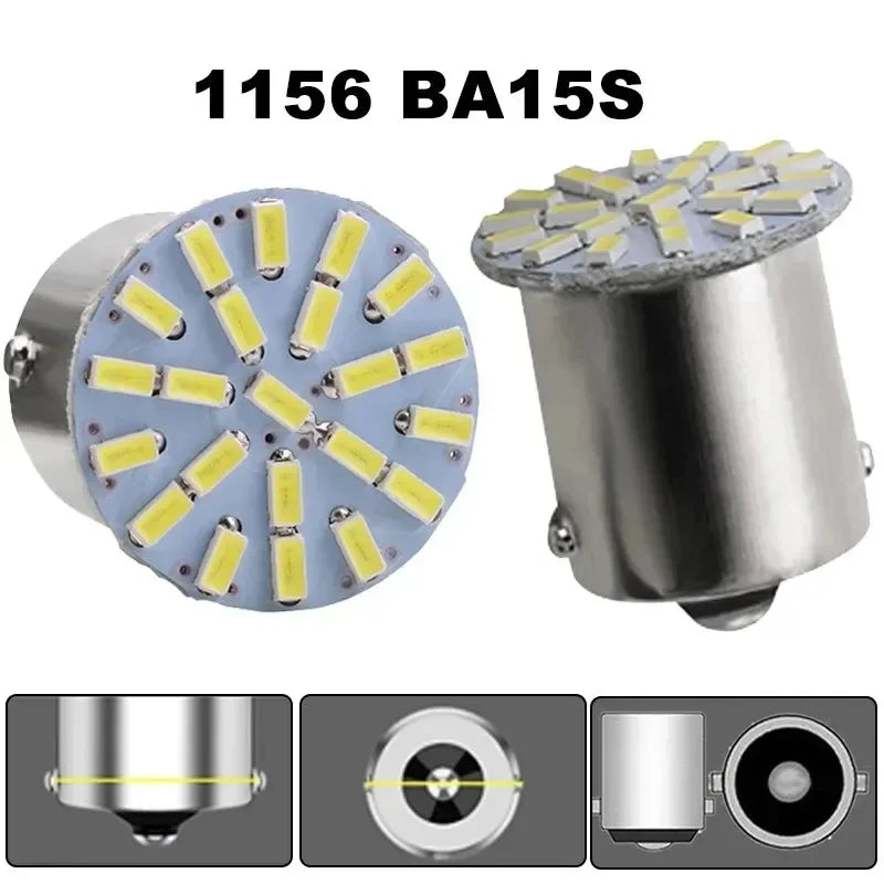 2/10Pcs 12V LED Bulb 1156 BA15S R5W R10W 1157 BAY15D 3014 22 SMD Truck Turn Signal Lights
