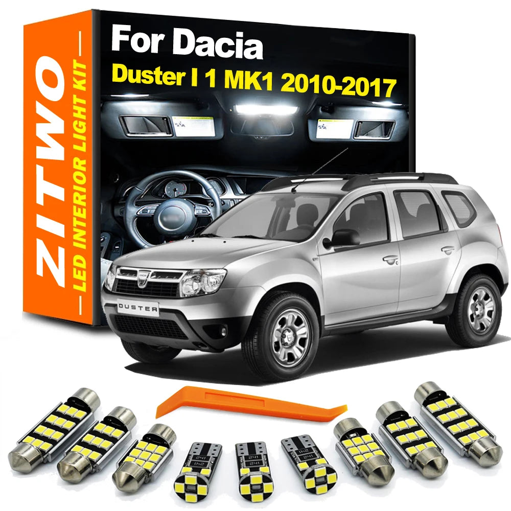 ZITWO 12Pcs Canbus No Error LED Interior Light Kit For Dacia Duster I 1 MK1 2010 2011 2012 2013 2014 2015 2016 2017 Trunk Lamp