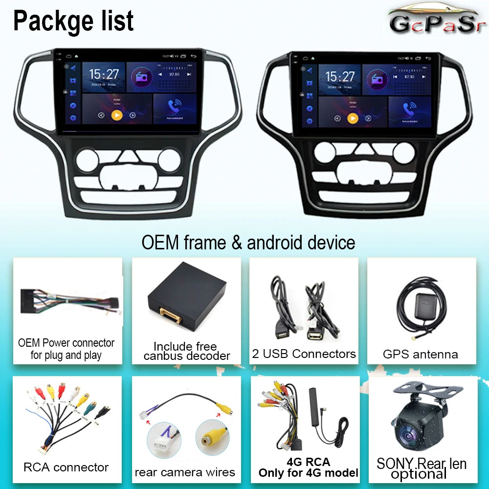 Head Unit Screen For Jeep Grand Cherokee WK2 2014 Android 13 Auto Radio Carplay Car Multim
