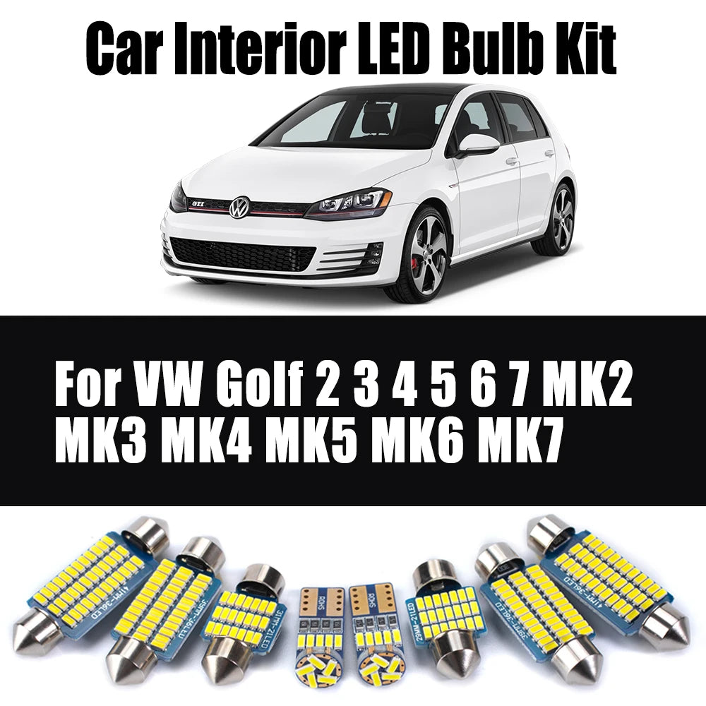 LED Interior Light Kit for VW Golf 2 3 4 5 6 7 MK2 MK3 MK4 MK5 MK6 MK7 Car Door Vanity Mirror Bulbs Canbus LED Interi...