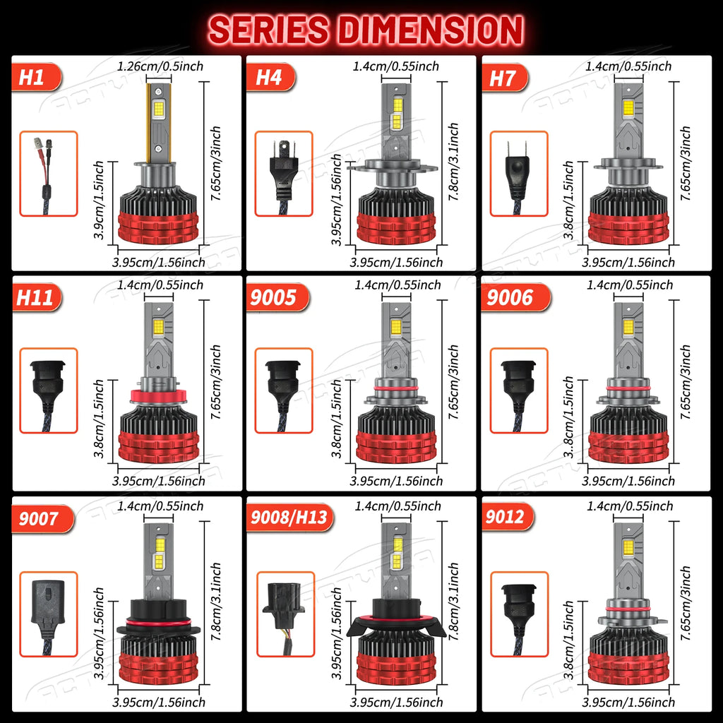 ACTVTCA H4 H7 LED CANBUS H11 H1 9005 HB3 9006 HB4 9007 9008 9012 LED Headlights 3000W High