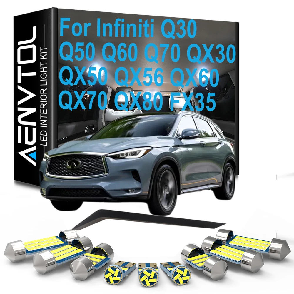 LED Interior Light Kit For Infiniti Q30 Q50 Q60 Q70 QX30 QX50 QX56 QX60 QX70 QX80 FX35 FX3