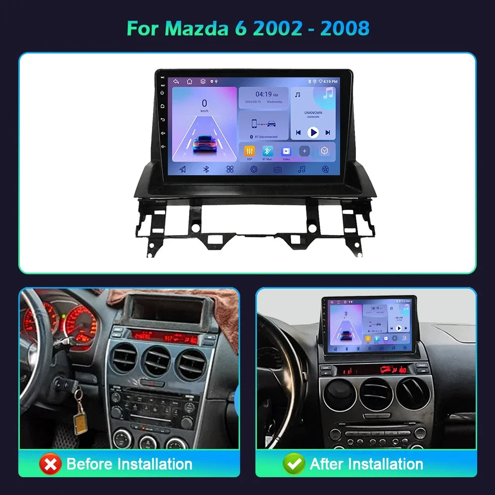 10inch Car Radio Android 16 For Mazda 6 2002-2008 BT Carplay Multimedia Navigation Head Un