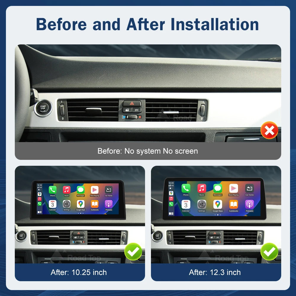 1920*720 Wireless CarPlay Android Auto Multimedia For BMW 3 Series E90 E91 E92 E93 205-201 | AUTOKITSHOP