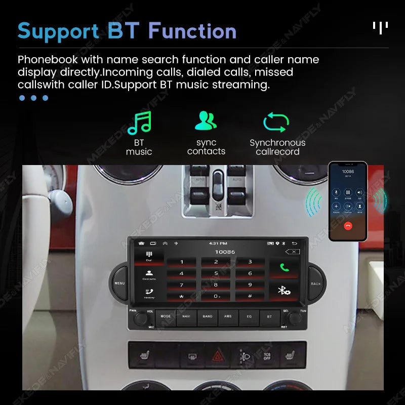 6.86" Wireless CarPlay Android Auto Multimedia Display Screen Android 15 Car Radio For Jee