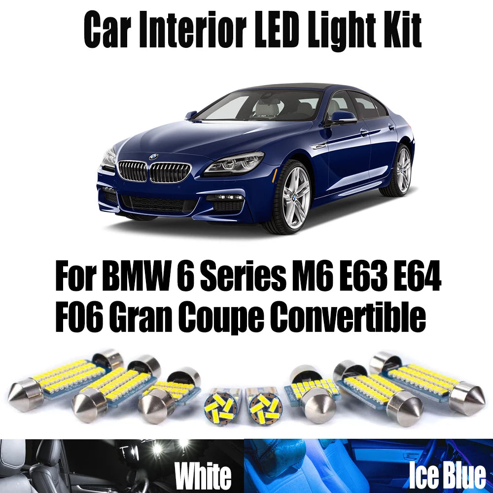 LED Interior Light Kit for BMW 6 Series M6 E63 E64 F06 Gran Coupe Convertible Canbus Car LED Interior Trunk Map Dome ...
