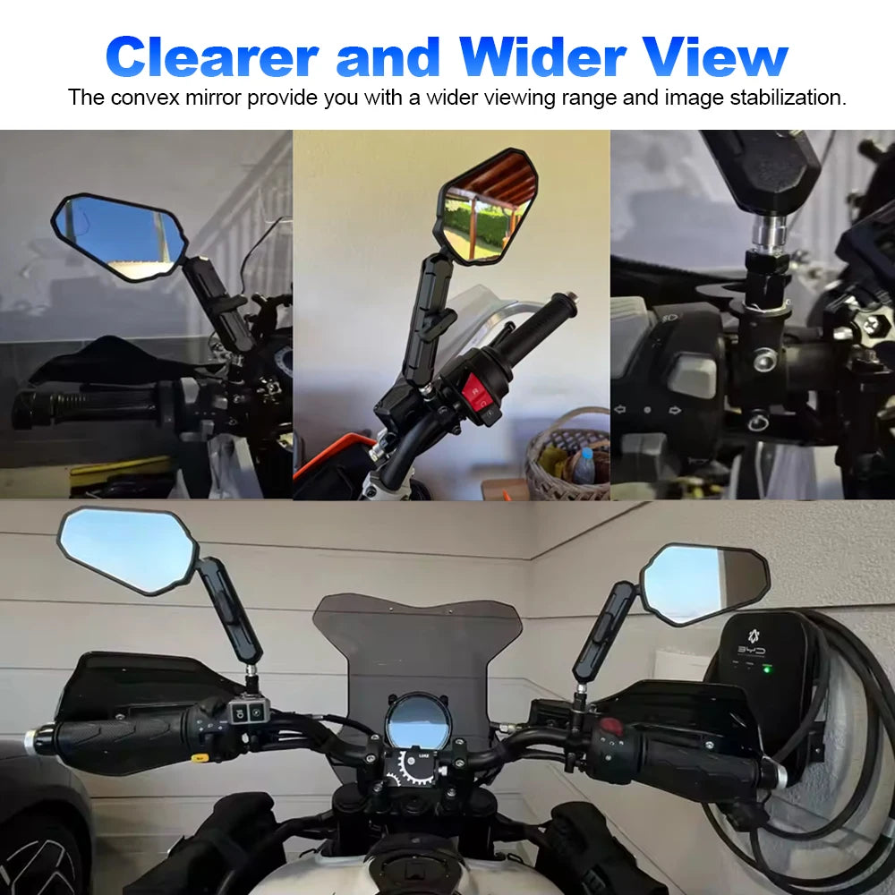 1 Pair Motorcycle Rearview Mirrors With Screw Off Road Wide Side Mirror For Kawasaki Ninja