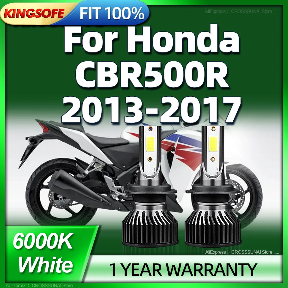 For Honda CBR500R 2013 2014 2015 2016 2017 Motorcycle H7 LED Headlight Bulbs 20000Lm COB w
