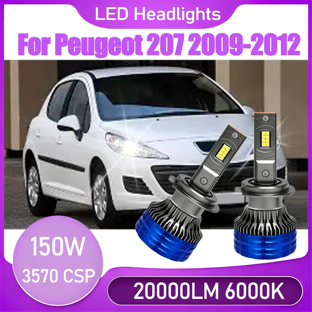 Front Headlamps 20000LM High Power LED Headlights 6000K White Super Bright 12V 24V Plug an
