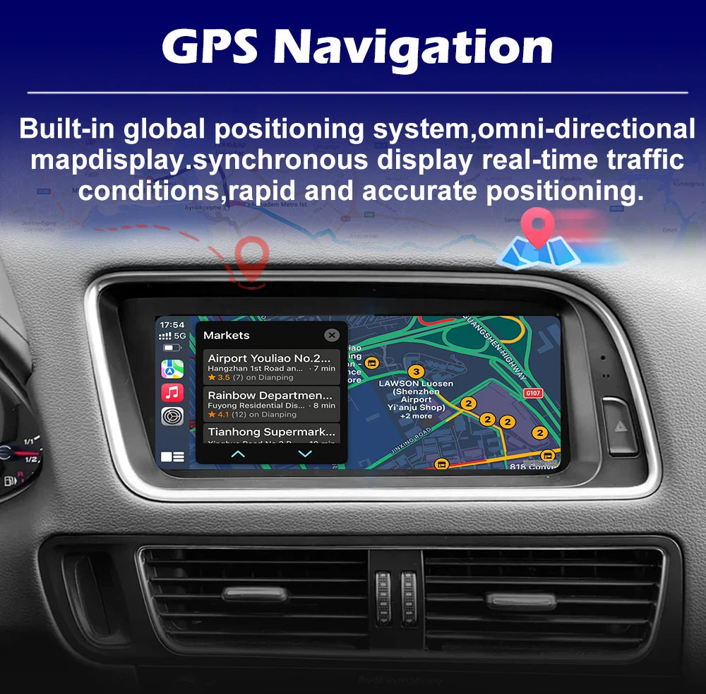 For Audi Q5 2008-2017 Android Auto Carplay Car Radio Multimedia Player Bluetooth GPS Navig
