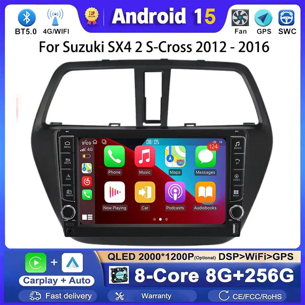For Suzuki SX4 2 S-Cross 2012 - 2016 Android 15 Auto All In One Car DVD GPS Navigation Mul | AUTOKITSHOP