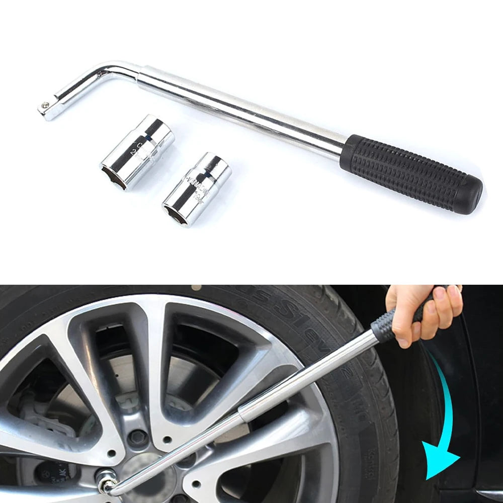 Universal Telescoping Lug Wrench 17/19/21/23mm Extendable Wheel Nut Spanner Car Tire Removal Rep - Automotive LED Light