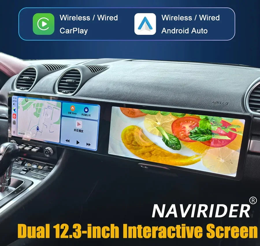 Carplay For Porsche Cayman 718 2016-2023 Upgraded Interactive 12.3" Dual Screen Android15  | AUTOKITSHOP