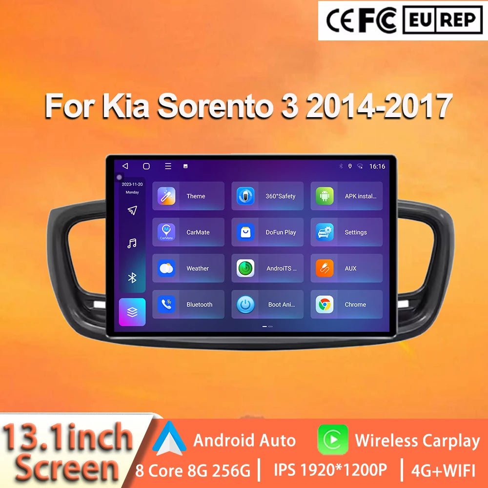 Android 15 Car Radio Carplay For Kia Sorento 3 2014 2015 2016 2017 Video Multimedia Player | AUTOKITSHOP
