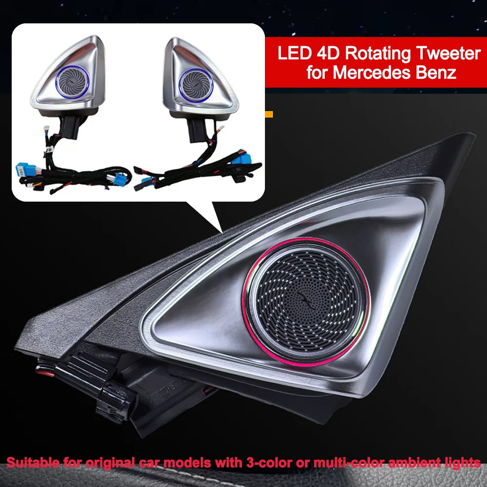 64 Colors 4D Rotating Tweeter Speaker for Mercedes W167 W247 X254 - RGB LED Ambient Speaker Car Interior Light
