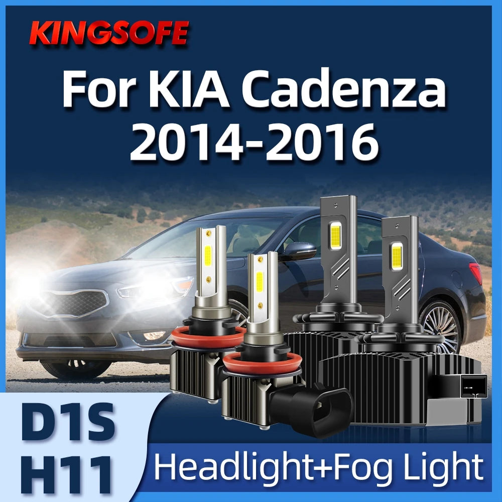 Led Headlight Car Light D1S+H11 High Low Beam Bulbs Fog Light Kit 6000K LED Chip For KIA C