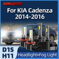 Led Headlight Car Light D1S+H11 High Low Beam Bulbs Fog Light Kit 6000K LED Chip For KIA C