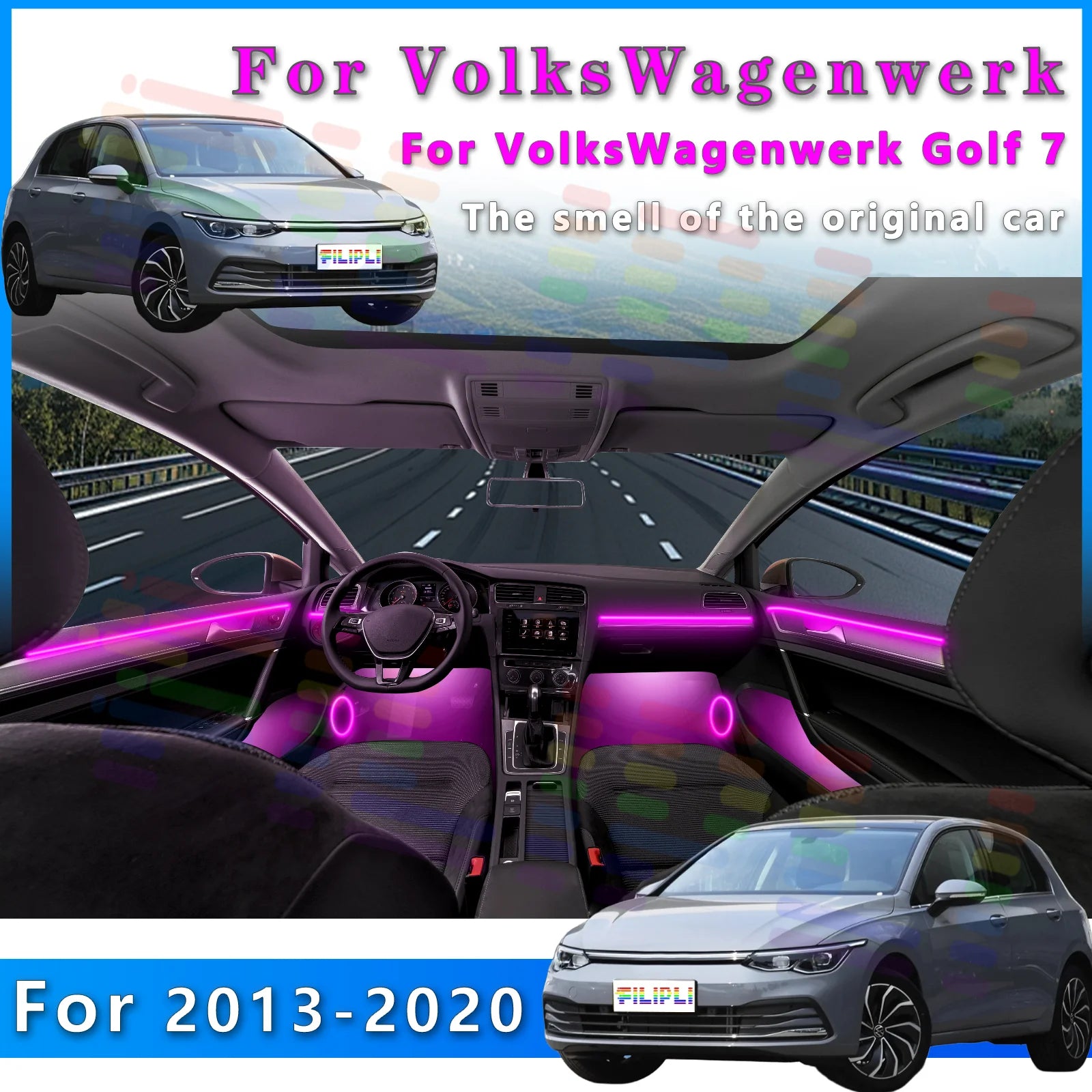 RGB - Ambient Light - for VW MK7 2013-2020 - App Control - Car Interior Lighting | AUTOKITSHOP
