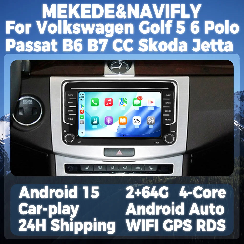 7inch Wireless CarPlay Android Auto Multimedia Display Screen For Volkswagen Golf 5 6 Polo