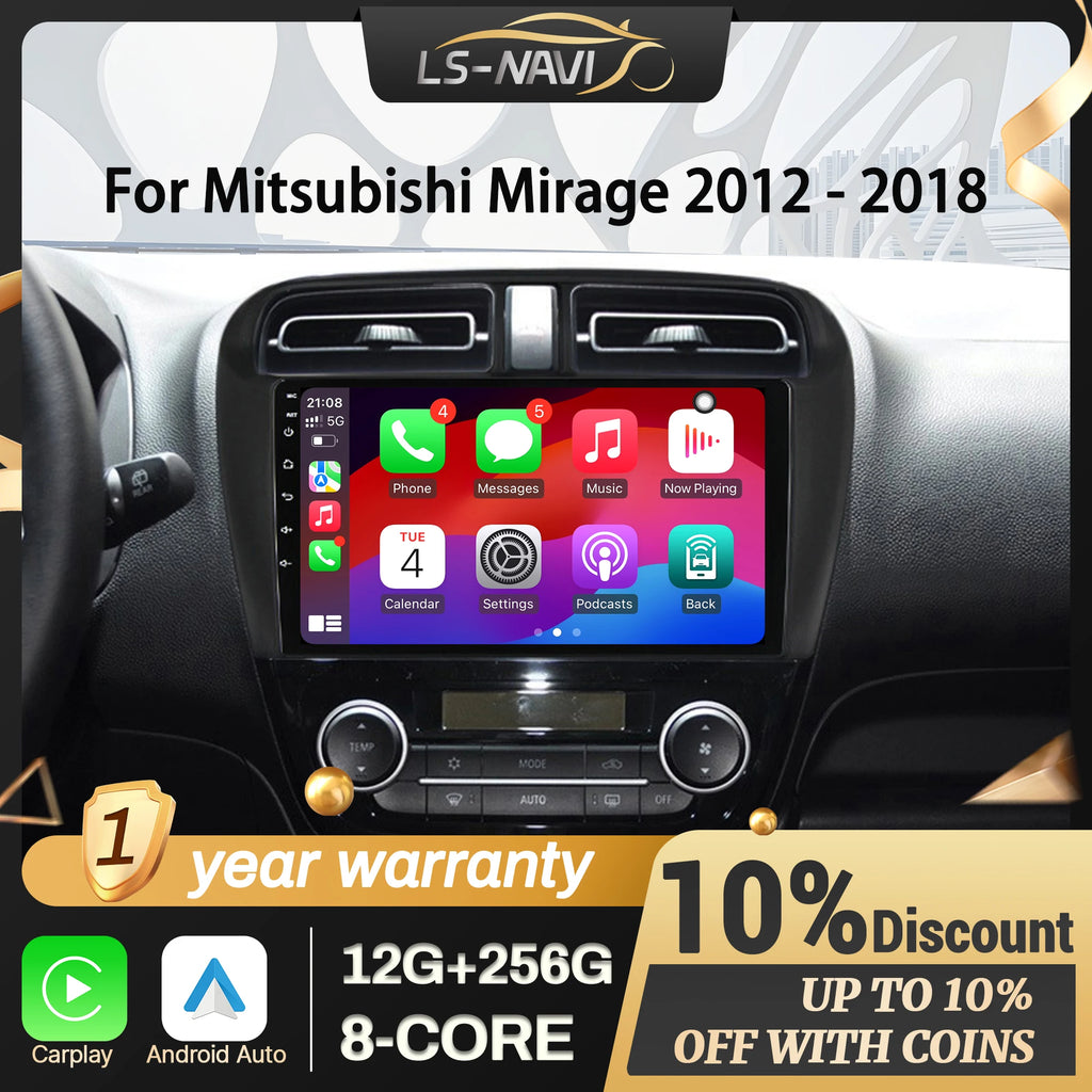 For Mitsubishi Mirage 2012-2018 Android 14 Car Radio Multimedia Navigation Wireless CarPla