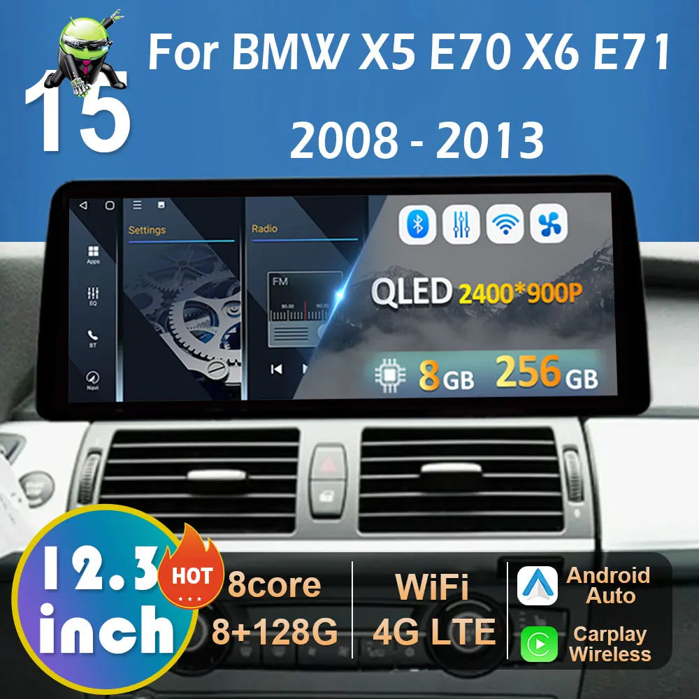 CCC CIC System Carplay for BMW X5 E70 X6 E71 2008 2009 2010 2011 2012 2013 Android 15 DSP  | AUTOKITSHOP