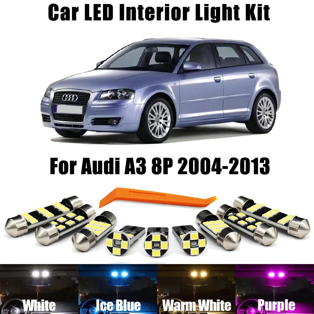12-Piece LED Interior Light Kit for Audi A3 S3 RS3 8P - Canbus Error-Free Bulbs | AUTOKITSHOP