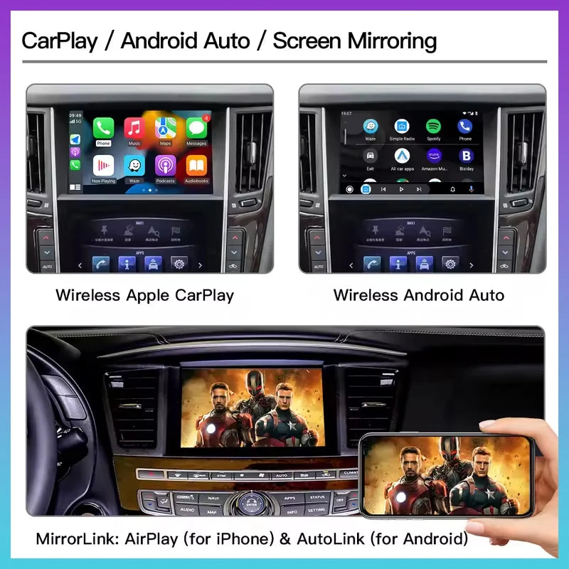 2025 Wireless Carplay Android Auto For Infiniti Q50L QX50 QX60 2015-2021 Car Multimedia Su | AUTOKITSHOP