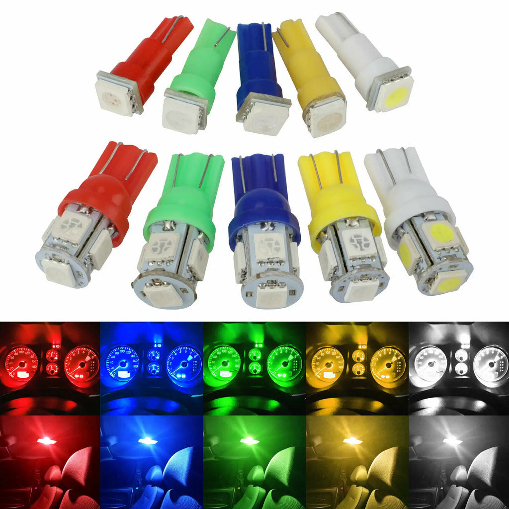 Car T5+T10 5050-SMD LED Instrument Panel Cluster Indicator Dash Light Bulb
