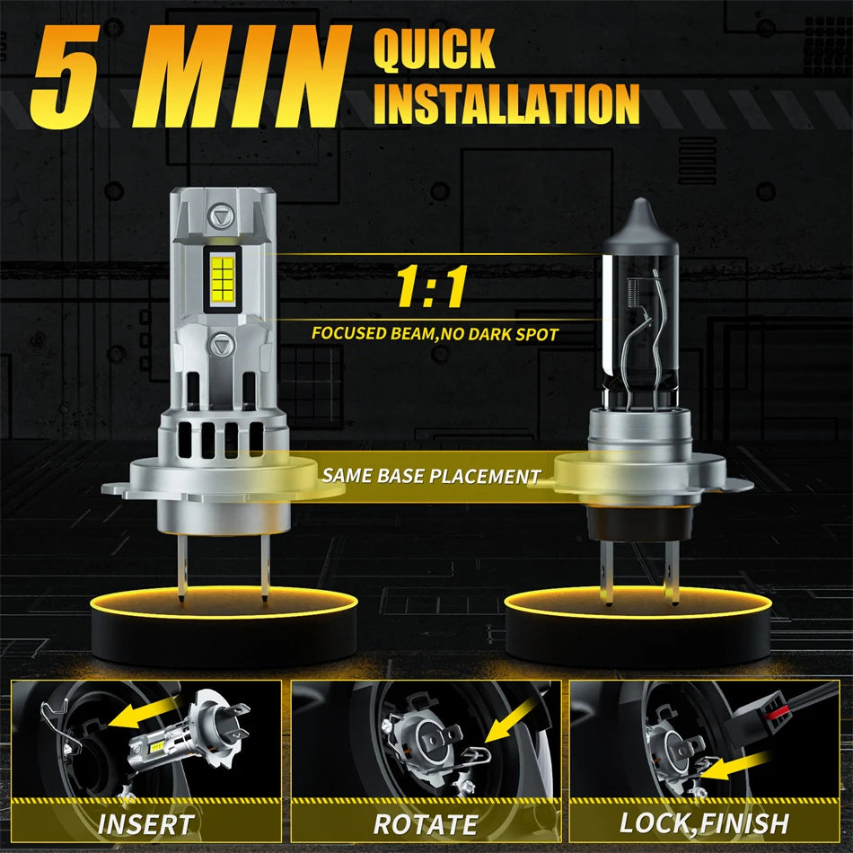 Car H7 LED Headlight Bulb Mini Turbo LED High Low Beam 70W 6500K For Car Headlamp Auto Hea
