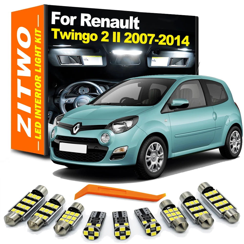 ZITWO 11Pcs LED Interior Bulb Indoor Dome Reading Light Kit For Renault Twingo 2 for Renault MK2 - Canbus LED Car Light