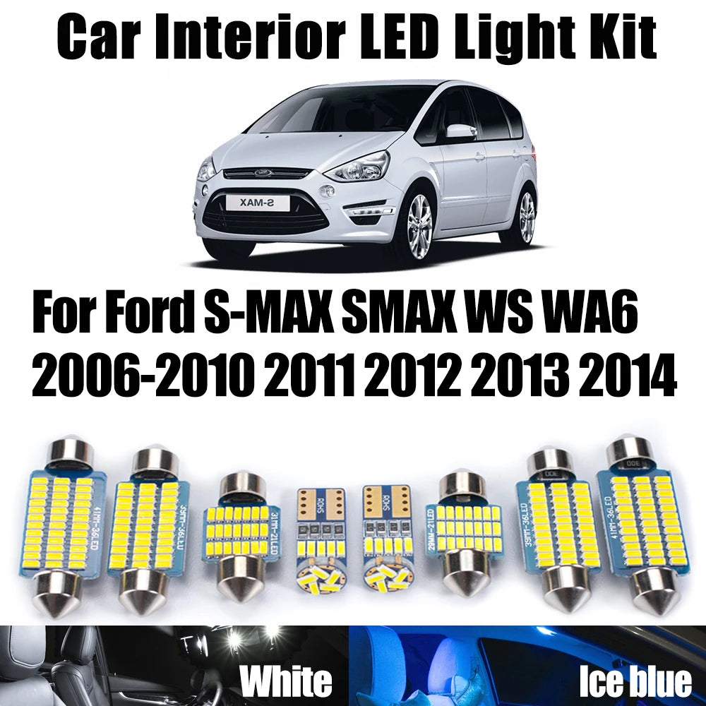 LED Interior Light Kit for Ford S-MAX SMAX WS WA6 2006- 2010 - Canbus Dome Map Door Trunk Bulbs | AUTOKITSHOP