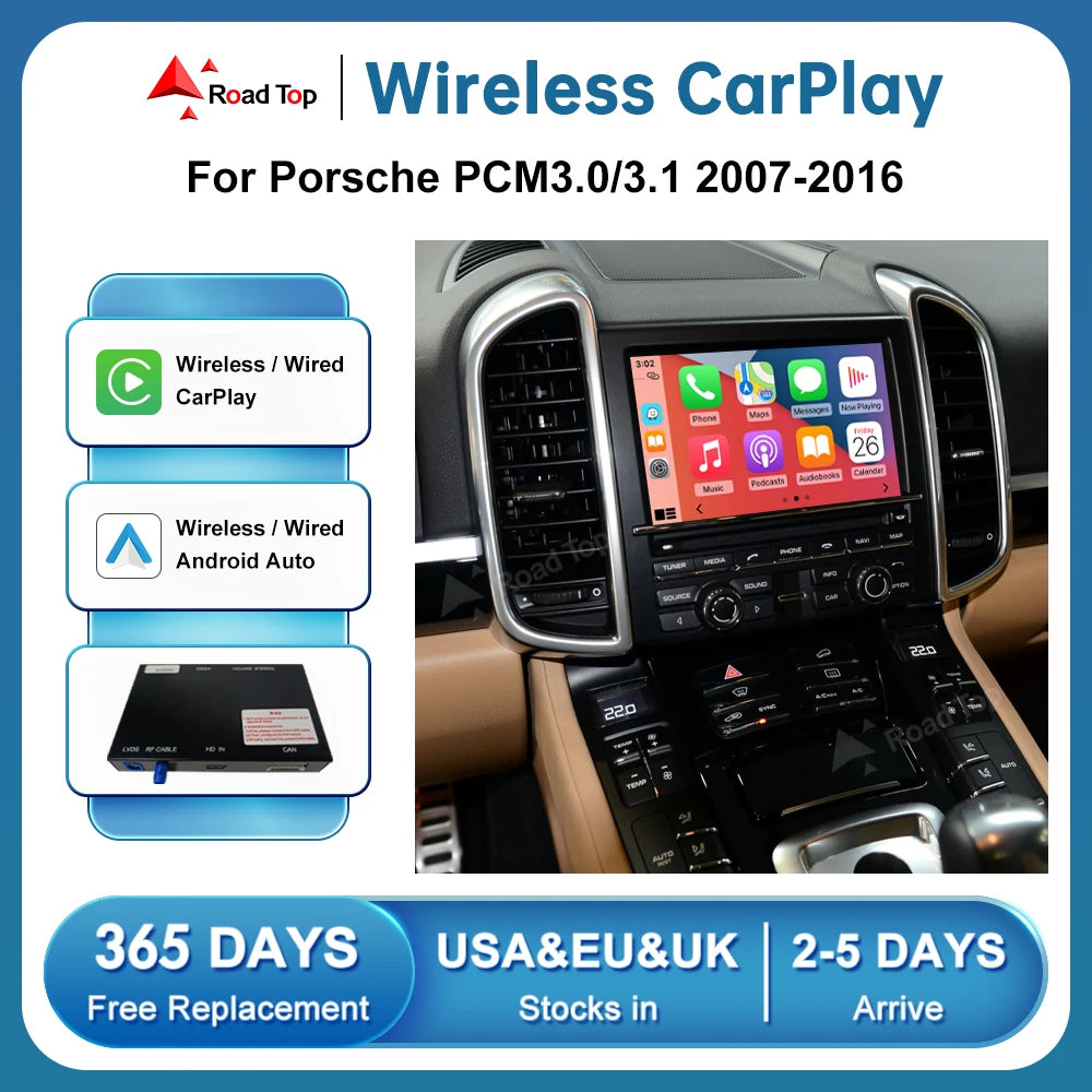 Road Top Wireless Carpaly For Porsche Boxster 718 Macan Cayman Cayenne Panamera PCM3.0 3.1 | AUTOKITSHOP