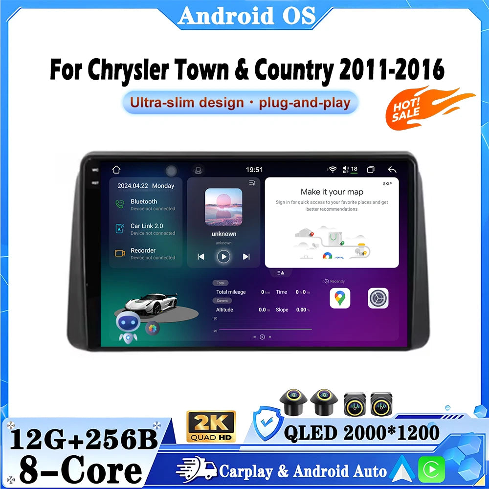 Wireless Carplay For Chrysler Town & Country 2011-2016 Android16 GPS Navigation Intelligen