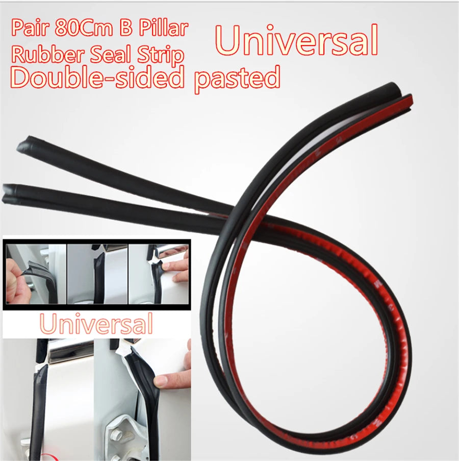 2 X 80cm B Type B Pillar Car Rubber Seal Strip Anti-Noise Dustproof 3M EPDM Rubber Dual Si